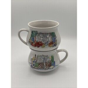 Set Of Vintage Ceramic Mushroom Soup And Tomato Soup Recipe Mugs